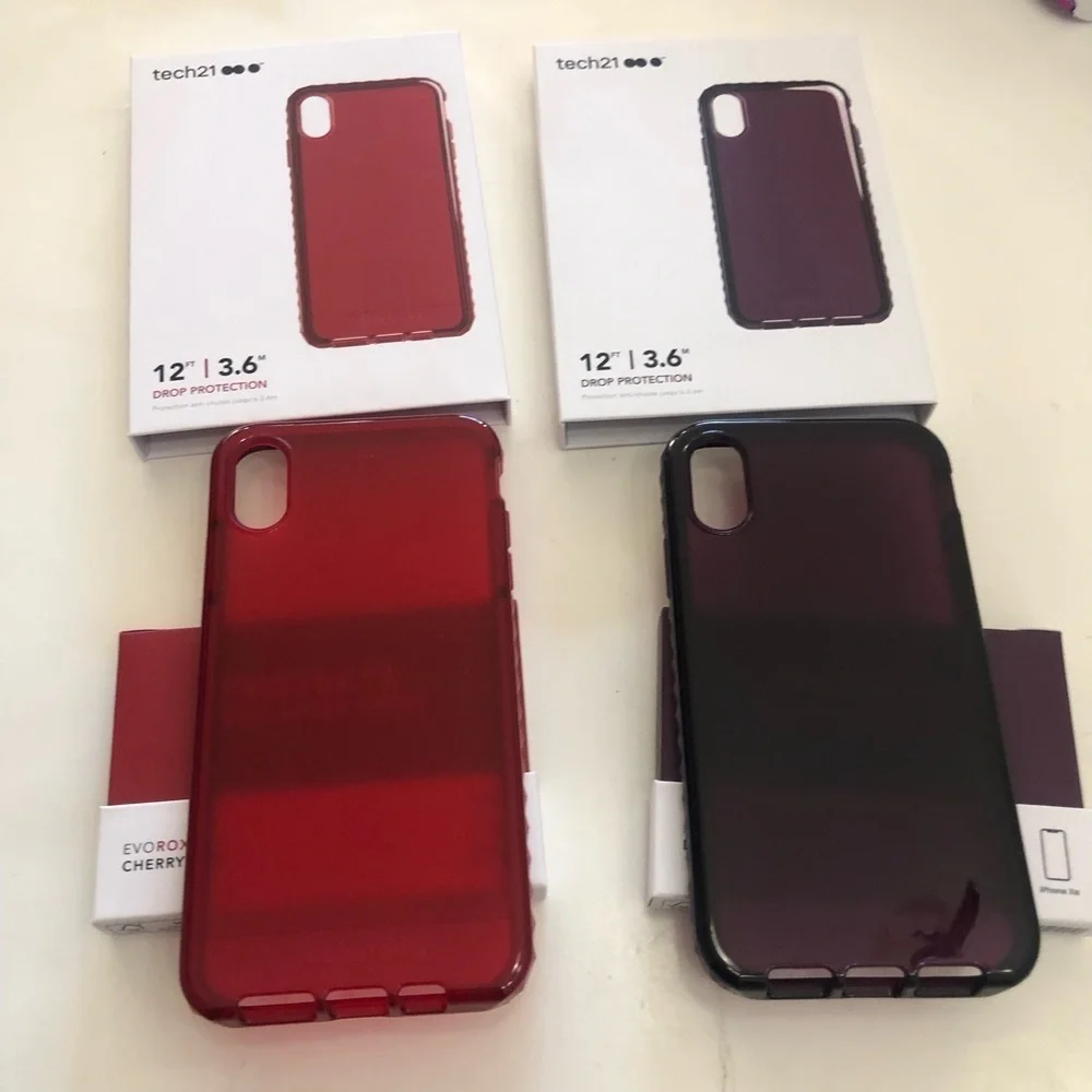 Tech21 EvoRox FlexShock Cherry Red and Deep Purple iPhone XS Max Cases